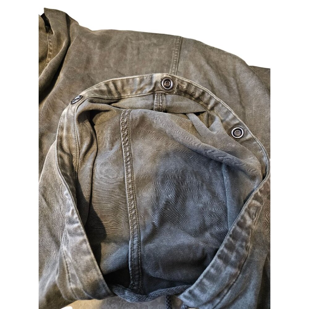 Splendid Sateen Anorak Grunge Green Hooded Zip Jacket Utility Pockets Women L - Picture 9 of 10